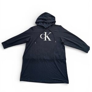 Calvin‎ Klein Hoodie Dress Women XL Black Excellent Logo Sweatshirt CX4Y1L4U